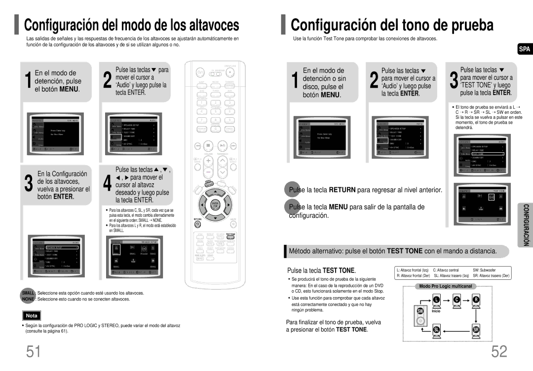 Samsung HT-P70R/ELS manual En la Configuración Pulse las teclas para, Para mover el 