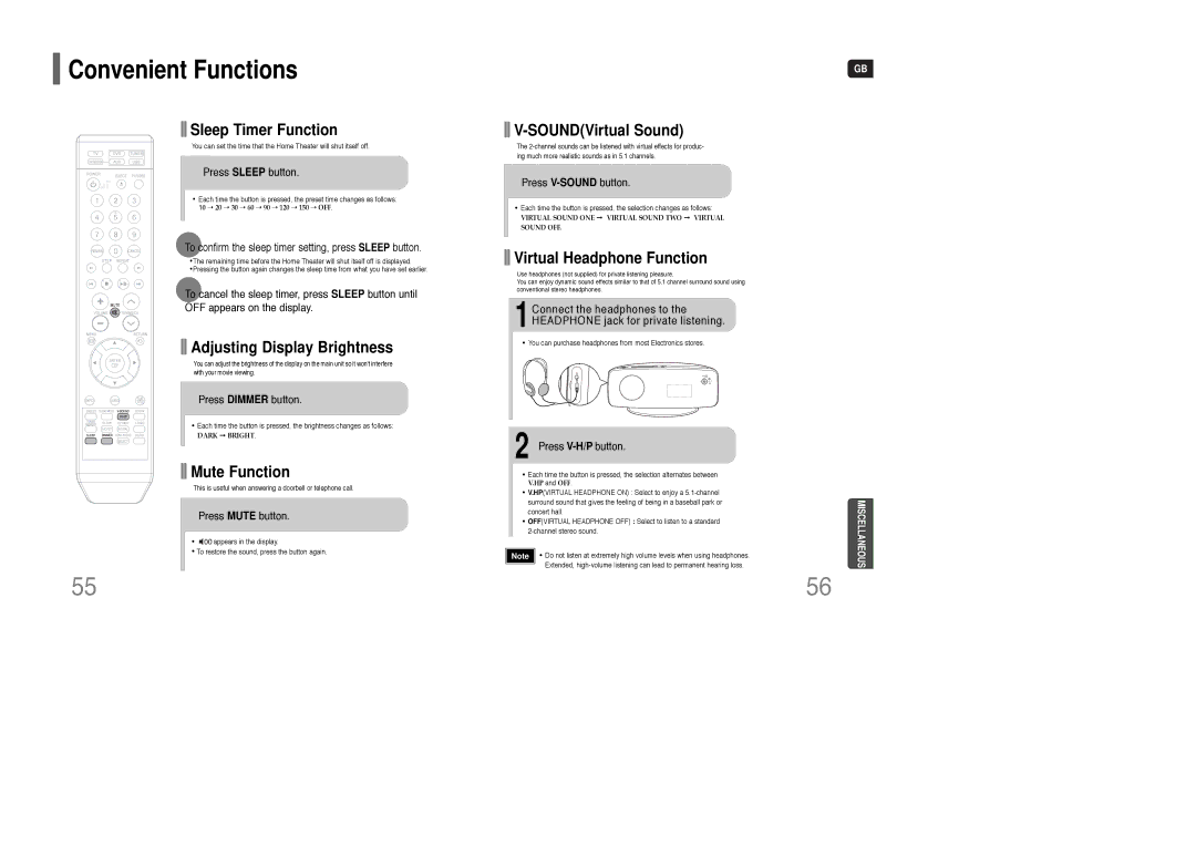 Samsung HT-Q100WR/XFU, HT-Q100R/XFU manual Press V-SOUNDbutton, Press V-H/Pbutton 