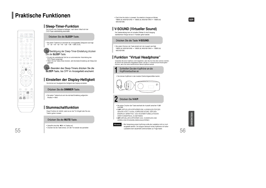 Samsung HT-XQ100R/ELS, HT-Q100T/XEH, HT-Q100WT/XEF, HT-Q100WR/ELS, HT-XQ100T/XEF, HT-Q100T/XEF manual Praktische Funktionen 