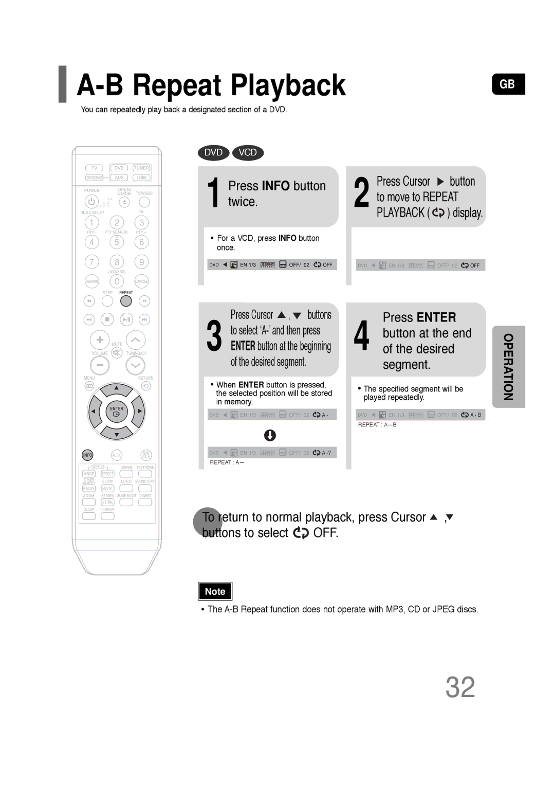 Samsung HT-TQ22, HT-Q20 instruction manual Press Info button twice, Press Enter 