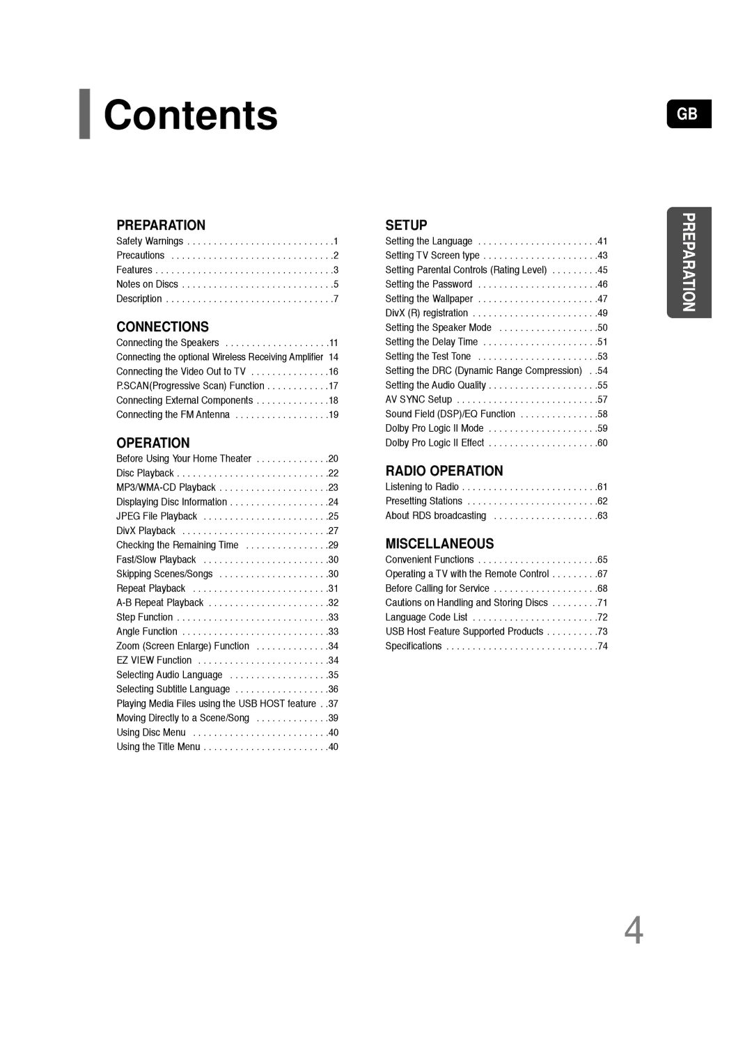 Samsung HT-TQ22, HT-Q20 instruction manual Contents 