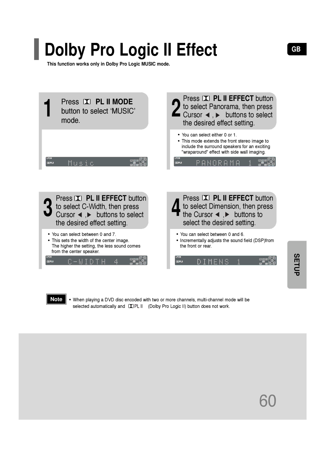 Samsung HT-TQ22, HT-Q20 instruction manual Dolby Pro Logic II Effect, Mode, Press PL II Effect button 