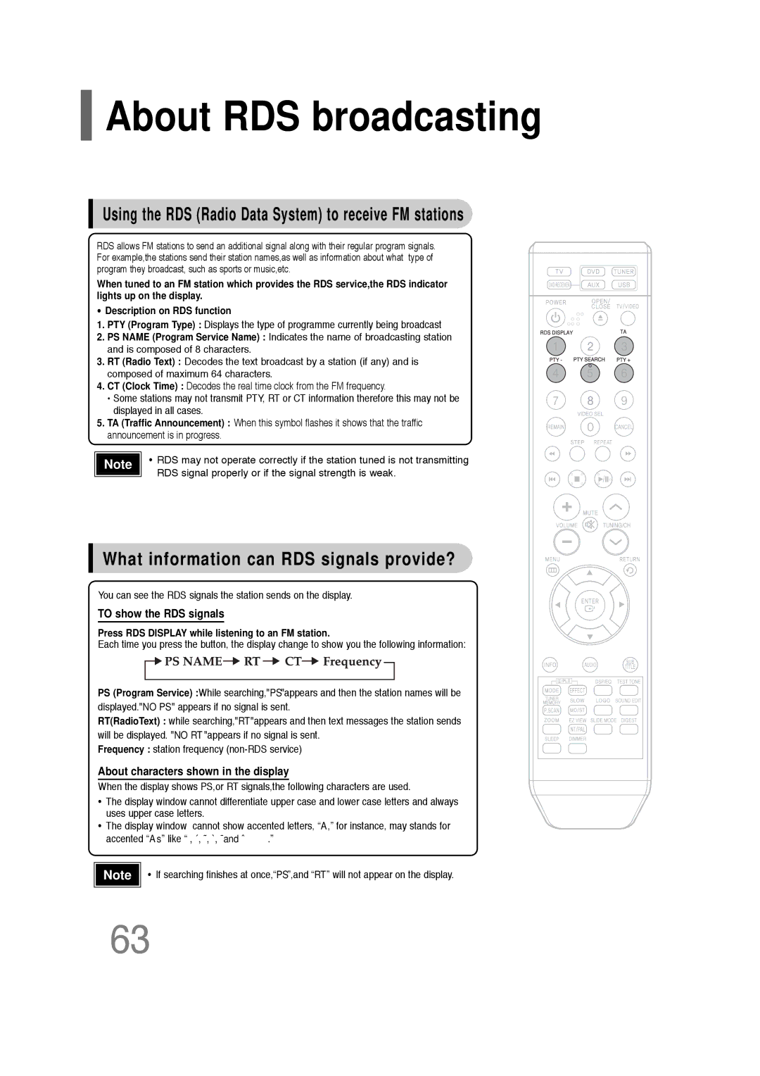 Samsung HT-Q20, HT-TQ22 instruction manual About RDS broadcasting, Using the RDS Radio Data System to receive FM stations 