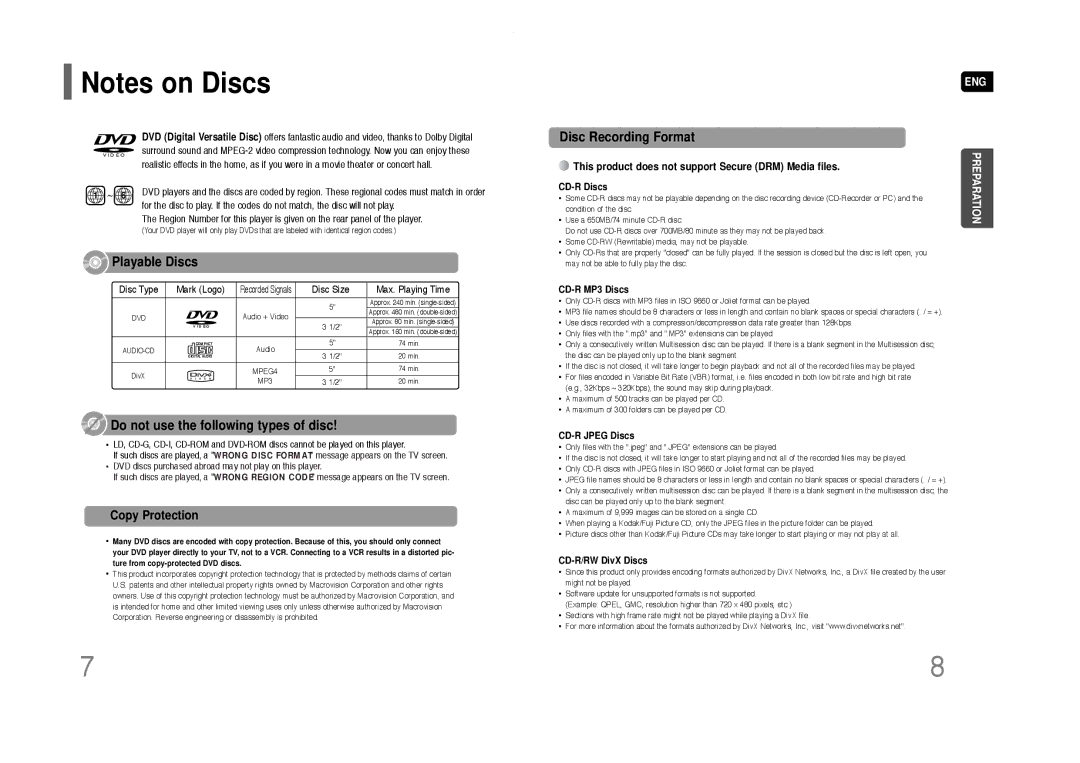 Samsung HT-Q40 instruction manual Copy Protection, This product does not support Secure DRM Media files 