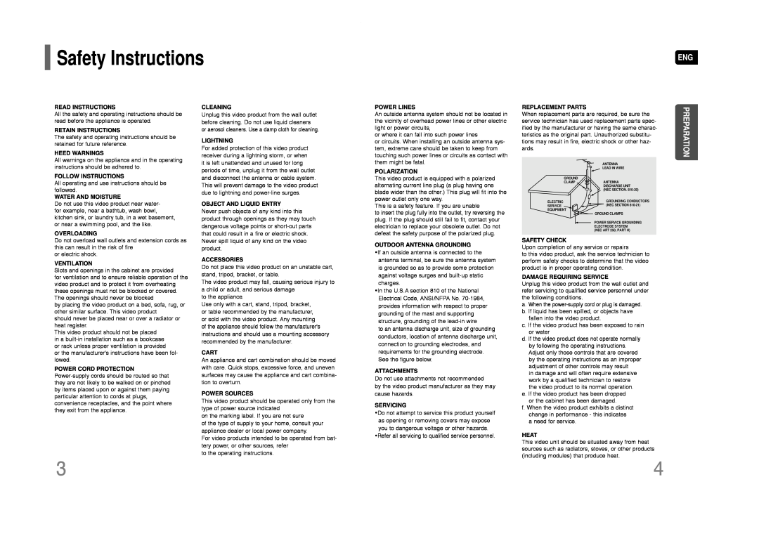 Samsung HT-Q40 instruction manual Safety Instructions, Preparation 