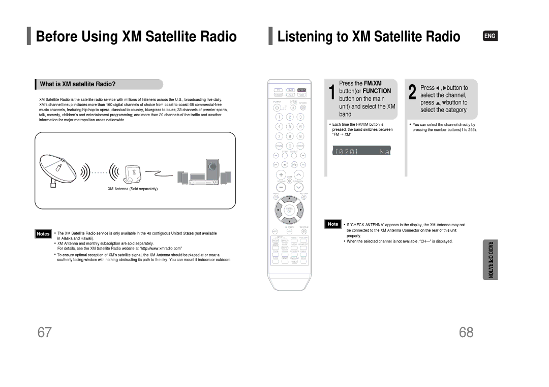 Samsung HT-Q70 Before Using XM Satellite Radio, Listening to XM Satellite Radio, What is XM satellite Radio? 