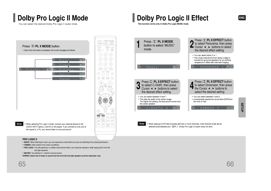 Samsung HT-Q80 HT-TQ85 instruction manual Dolby Pro Logic II Mode, Dolby Pro Logic II Effect, Press PL II Mode 