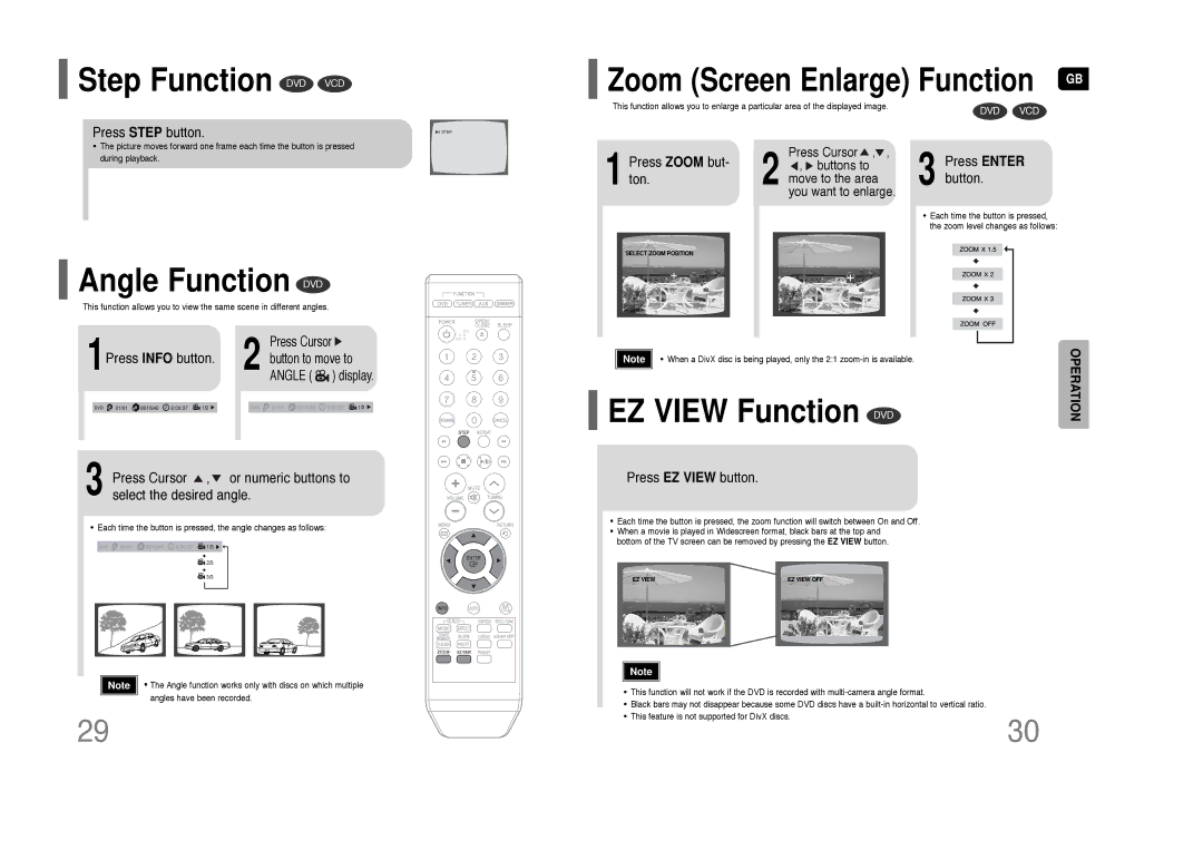 Samsung HT-Q9 Step Function DVD VCD, Angle Function DVD, EZ View Function DVD, Zoom Screen Enlarge Function 