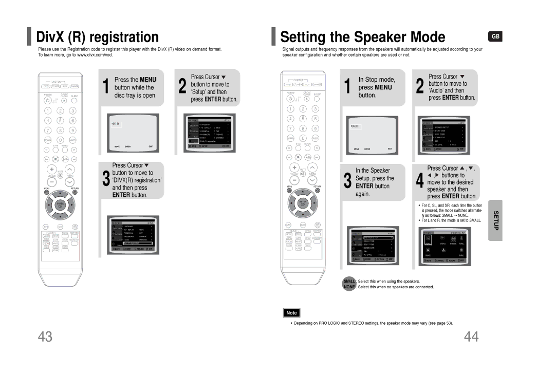 Samsung HT-Q9 instruction manual DivX R registration, Stop mode Press Menu Button 