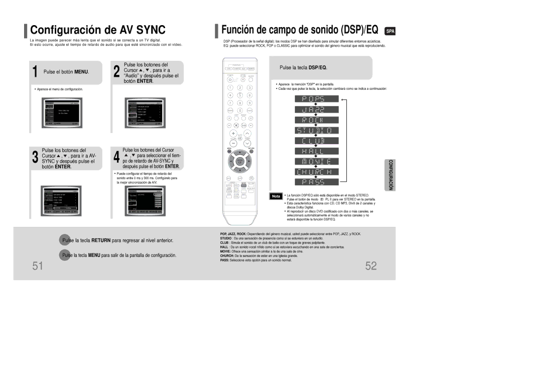 Samsung HT-Q9T/XSG, HT-Q9R/ELS manual Configuración de AV Sync, Pulse el botón Menu 