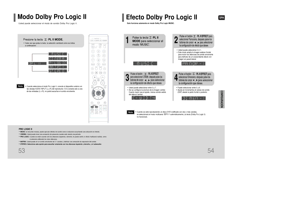 Samsung HT-Q9R/ELS manual Modo Dolby Pro Logic, Presione la tecla PL II Mode, Pulse la tecla PL, Mode para seleccionar el 