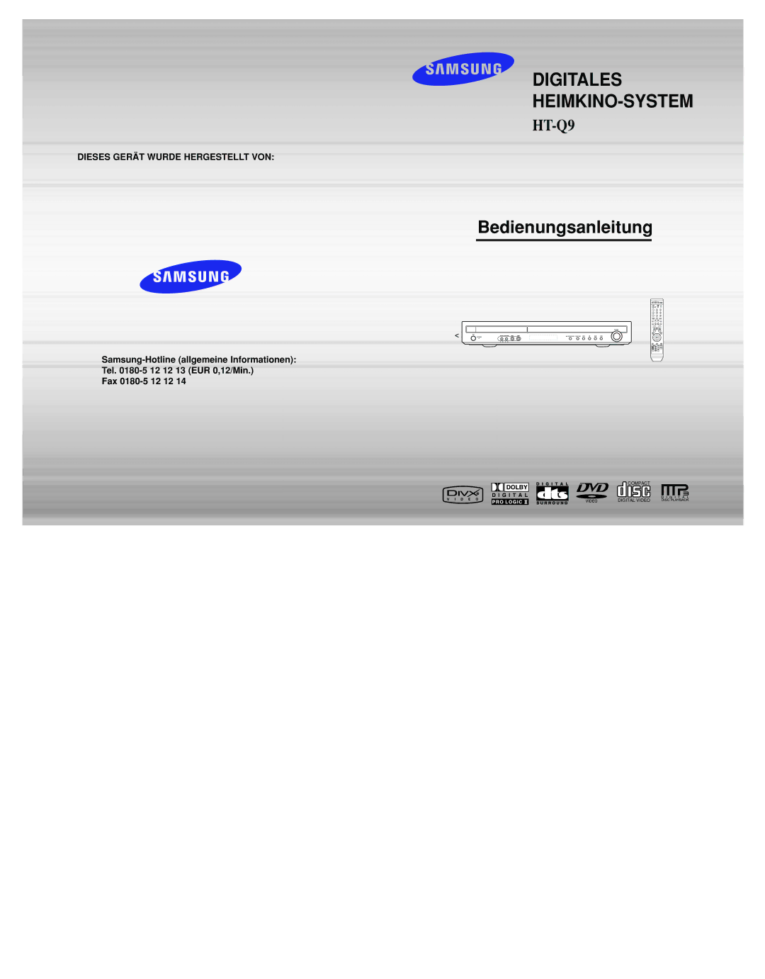 Samsung HT-Q9R/ELS manual Digitales HEIMKINO-SYSTEM 