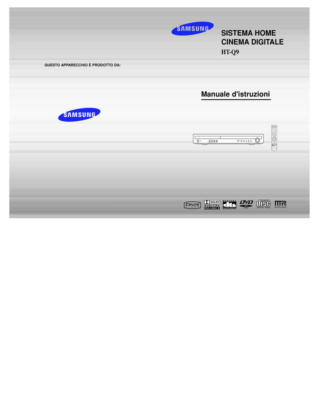 Samsung HT-Q9R/ELS manual Sistema Home Cinema Digitale 