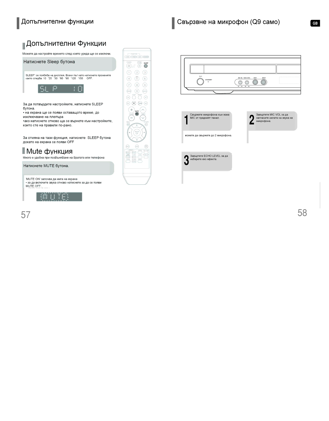 Samsung HT-Q9R/ELS manual Convenient Functions, Connecting Microphone HT-Q9 only, Turn the Echo Level 