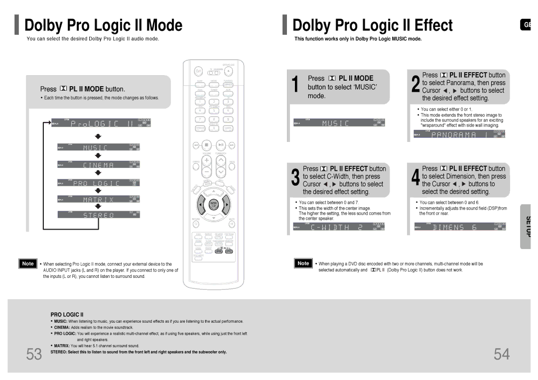 Samsung HT-RP16R/XFO manual Dolby Pro Logic II Mode, Press PL II Mode, Press PL II Effect button 