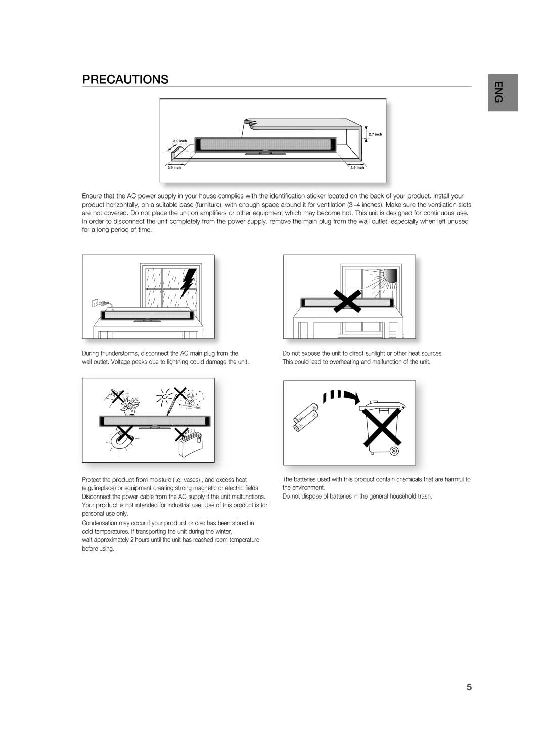 Samsung HT-WS1R/XER, HT-SB1G/XER manual PREcAUTiOnS 