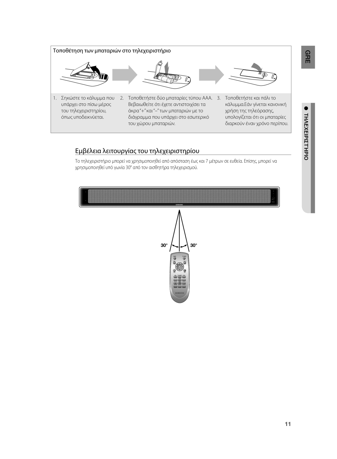 Samsung HT-SB1R/EDC manual Σηκώστε το κάλυμμα που, Τοποθετήστε και πάλι το, Του χώρου μπαταριών 