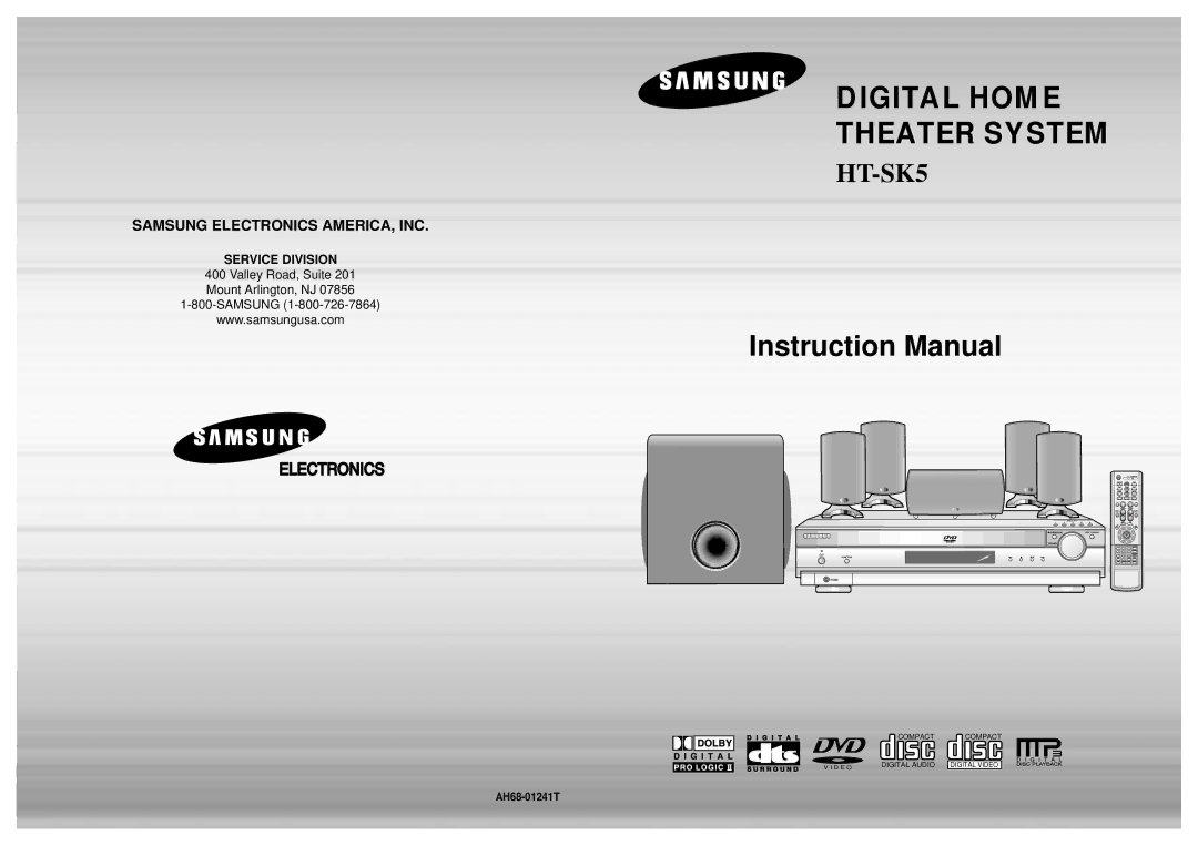 Samsung HT-SK5 instruction manual Valley Road, Suite Mount Arlington, NJ Samsung, AH68-01241T 