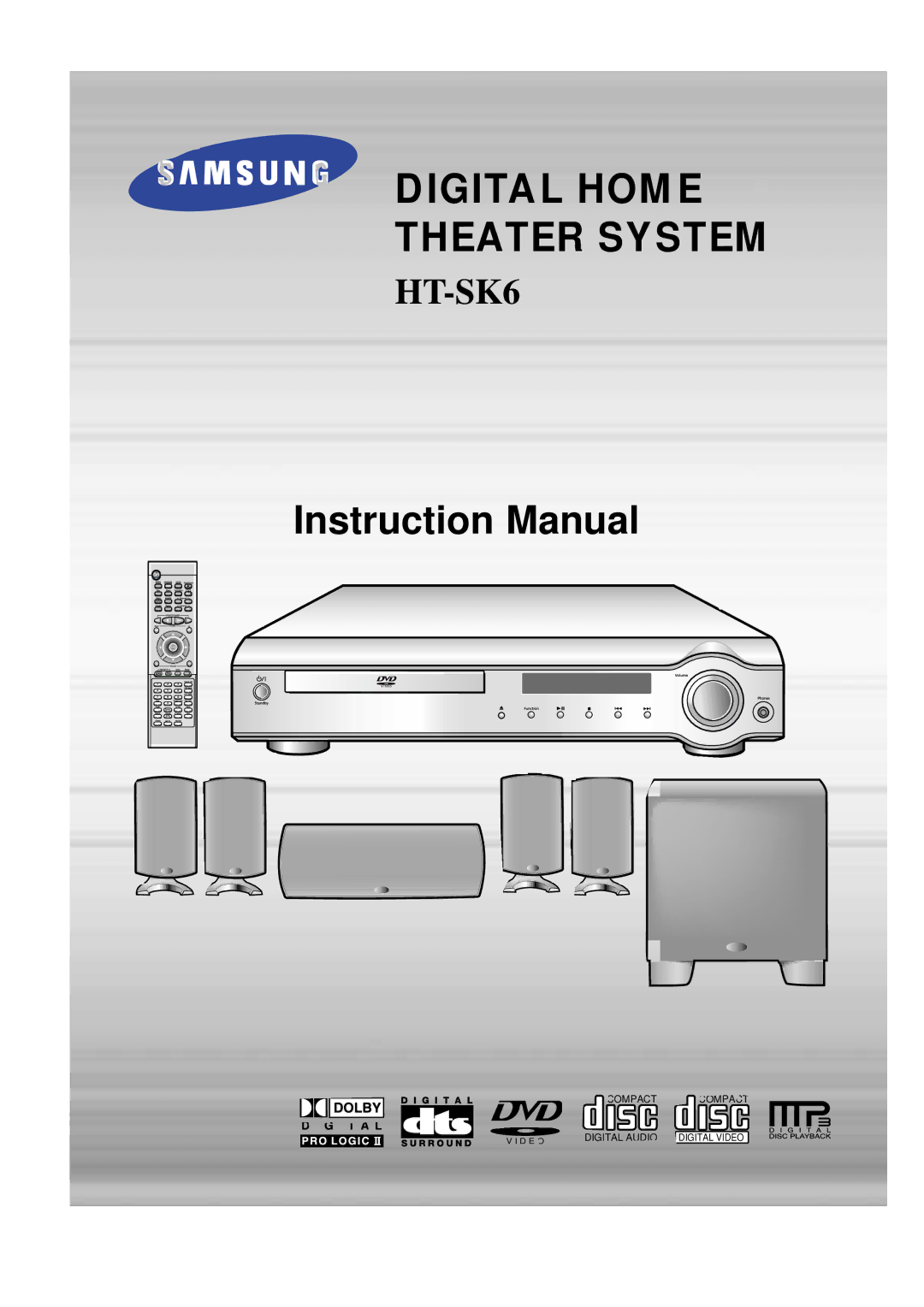 Samsung HT-SK6 instruction manual Digital Home Theater System 