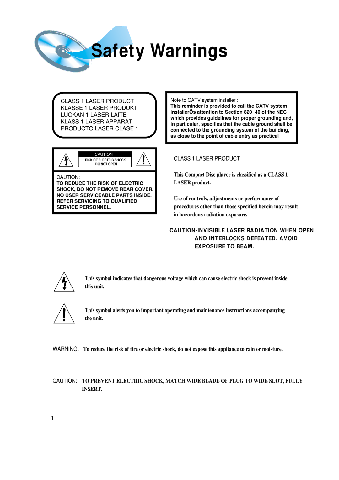 Samsung HT-SK6 instruction manual Safety Warnings 