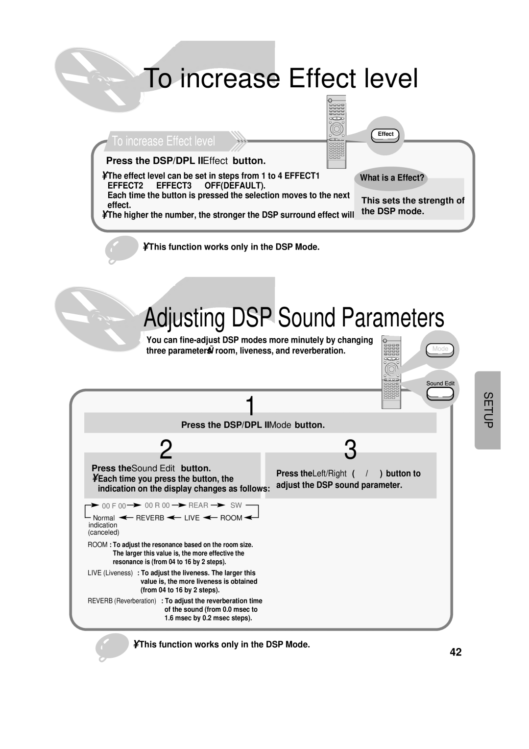 Samsung HT-SK6 instruction manual To increase Effect level 