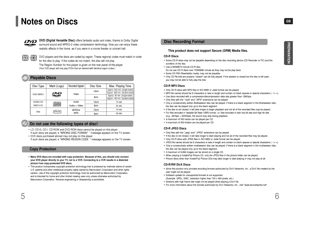 Samsung HT-THQ22, HT-THQ25 instruction manual Copy Protection, This product does not support Secure DRM Media files 