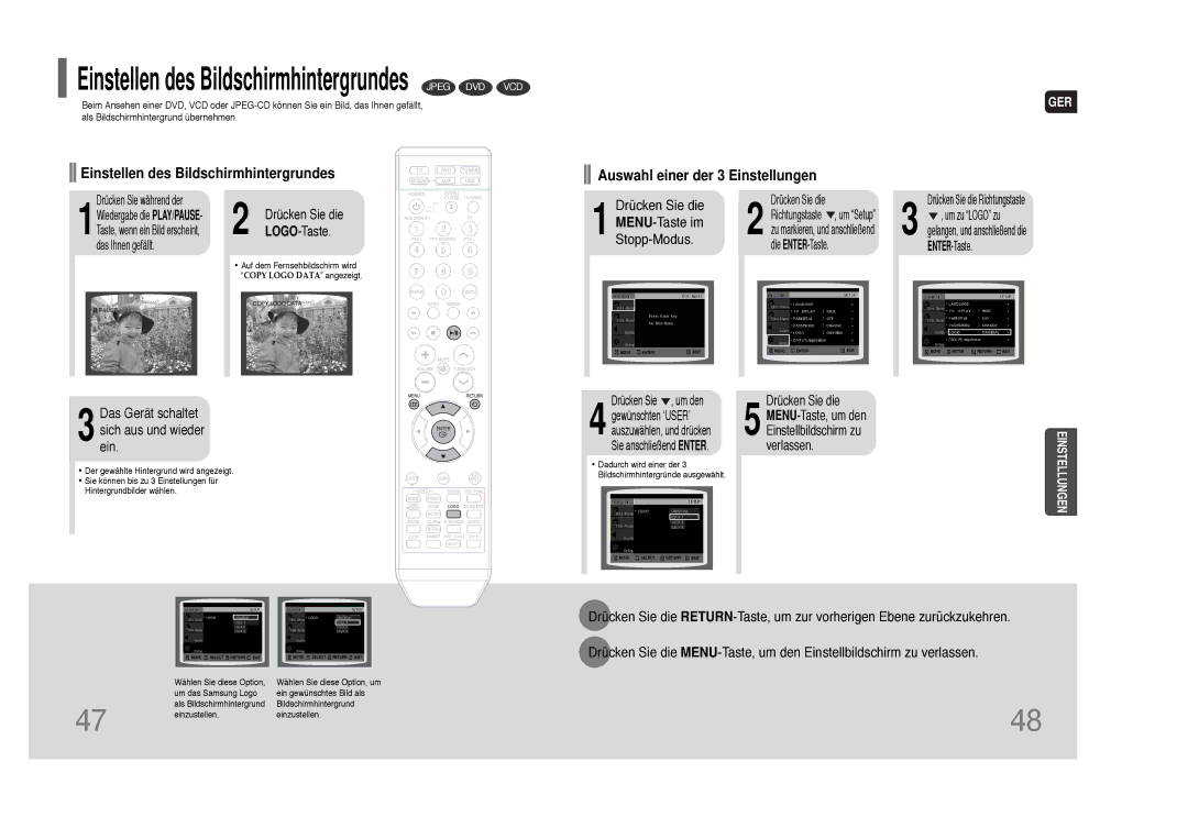 Samsung HT-THQ25R/ELS, HT-THQ22R/ELS manual Drücken Sie die, LOGO-Taste 