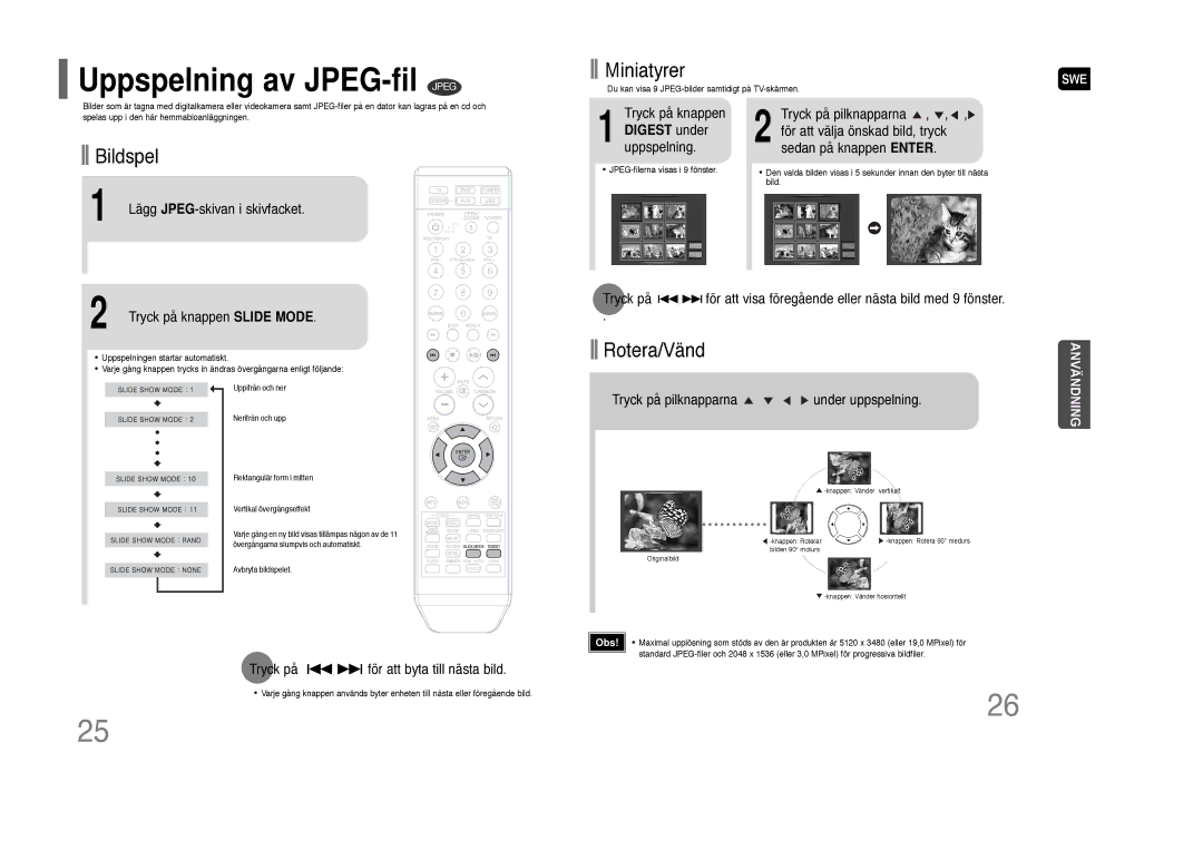 Samsung HT-THQ22R/ELS, HT-THQ25R/ELS manual Digest under uppspelning 