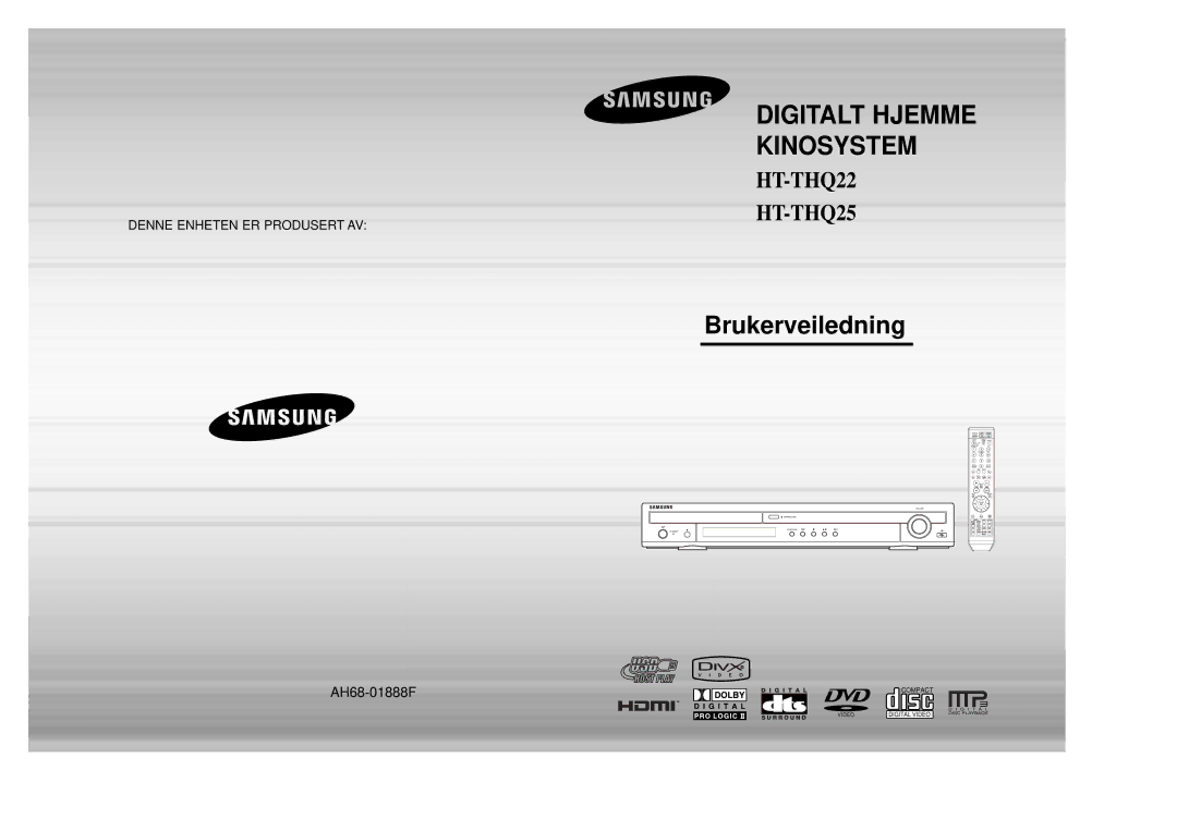 Samsung HT-THQ25R/ELS, HT-THQ22R/ELS manual Digitalt Hjemme Kinosystem 