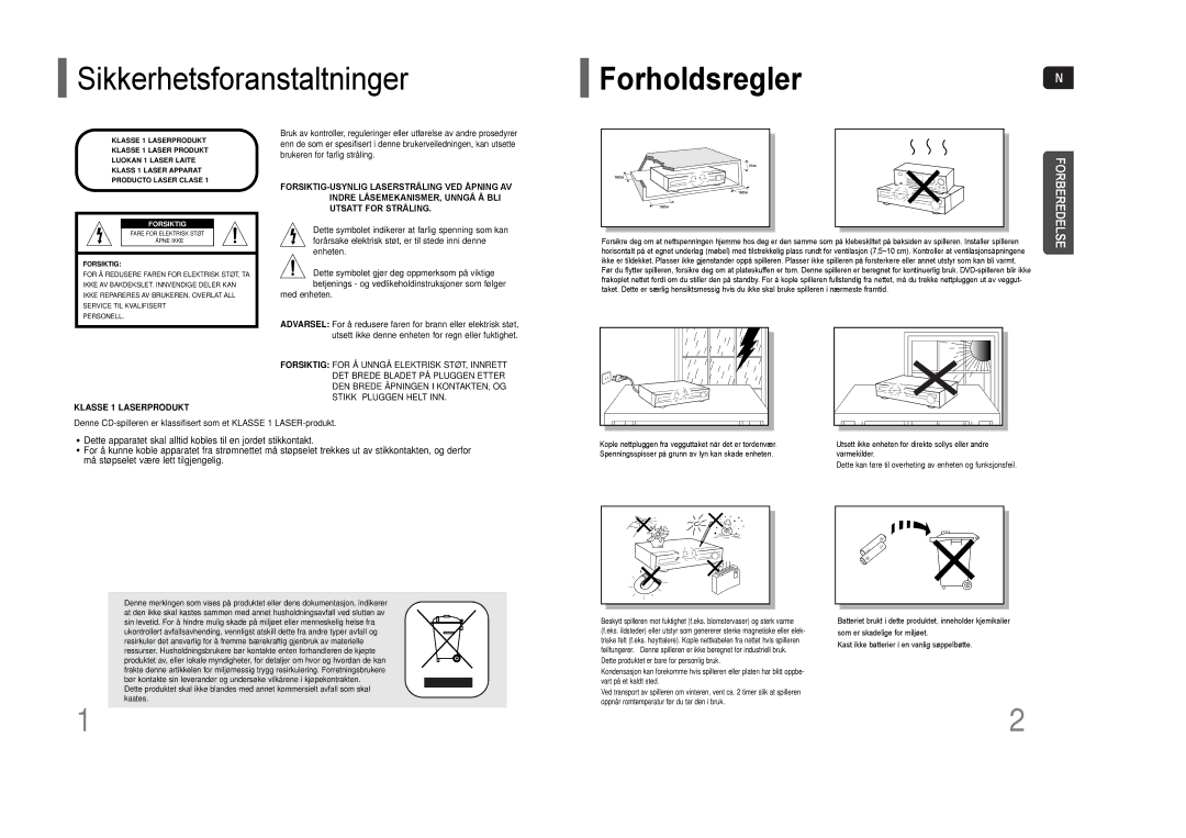 Samsung HT-THQ22R/ELS, HT-THQ25R/ELS manual ForholdsreglerN, Forberedelse 