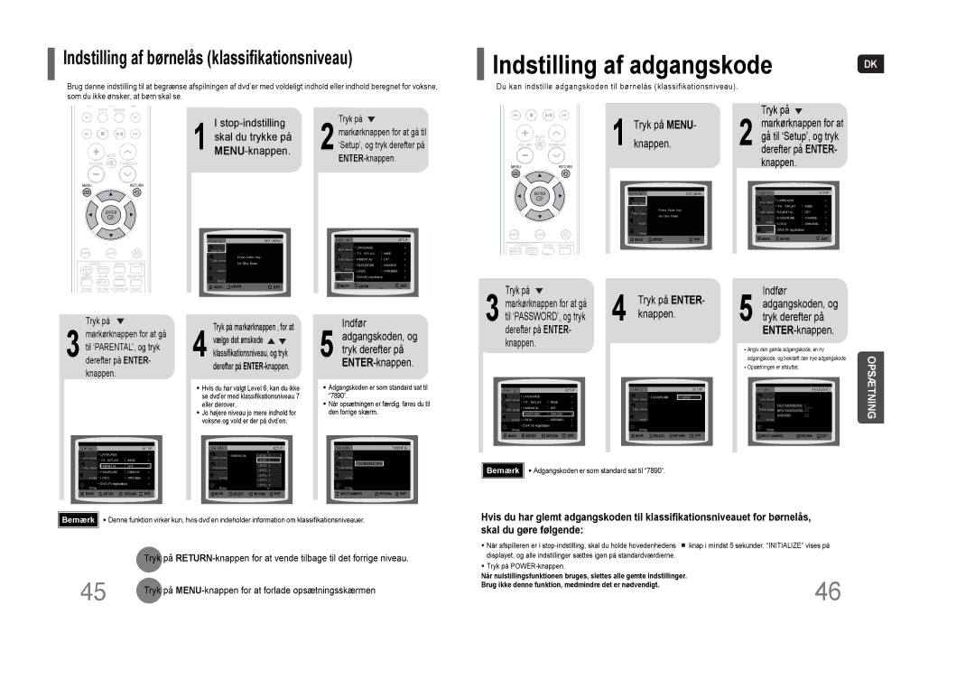 Samsung HT-THQ22R/ELS, HT-THQ25R/ELS manual Stop-indstilling, Skal du trykke på, MENU-knappen 