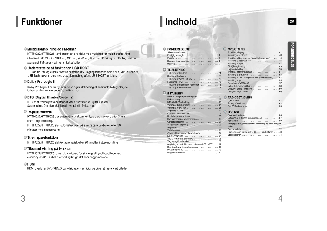 Samsung HT-THQ25R/ELS, HT-THQ22R/ELS manual Funktioner 