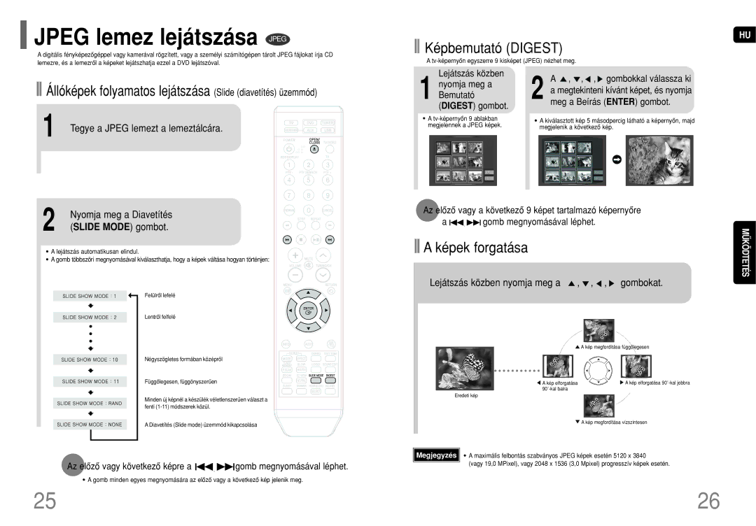 Samsung HT-THQ22R/ELS, HT-THQ25R/ELS manual Jpeg lemez lejátszása Jpeg, Tegye a Jpeg lemezt a lemeztálcára 