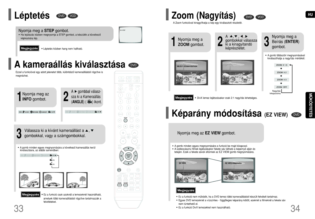 Samsung HT-THQ22R/ELS, HT-THQ25R/ELS manual Léptetés DVD VCD, Kameraállás kiválasztása DVD 