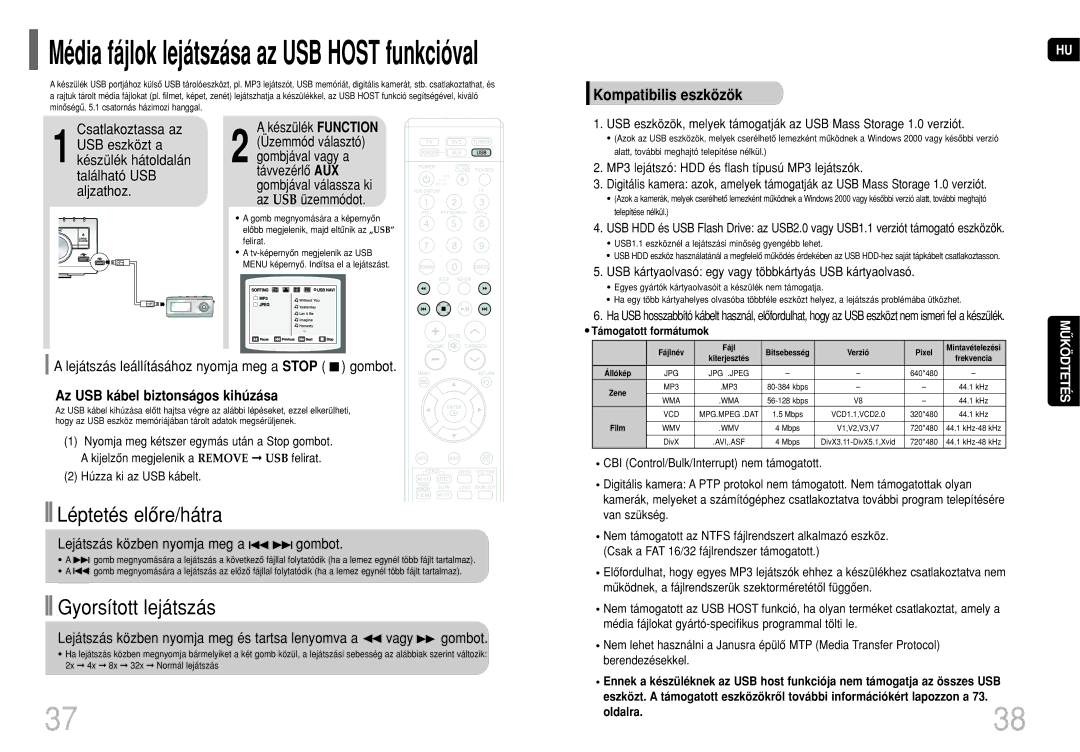 Samsung HT-THQ22R/ELS manual Csatlakoztassa az, Készülék Function, Lejátszás leállításához nyomja meg a Stop gombot 