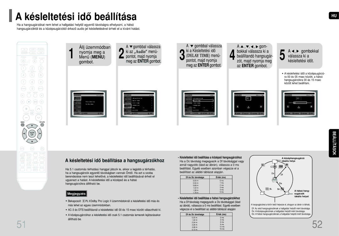 Samsung HT-THQ25R/ELS manual Késleltetési idô beállítása, Pontot, majd nyomja, Gombbal válassza ki a Késleltetési idô 