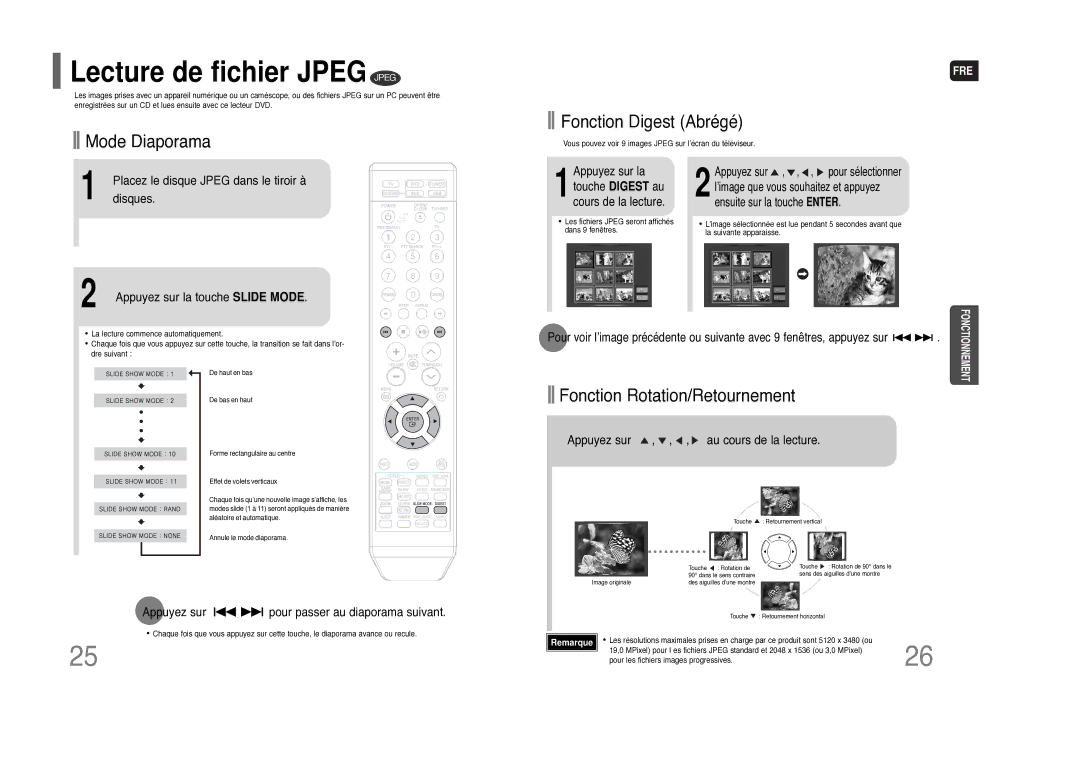 Samsung HT-THQ25R/ELS manual Lecture de fichier Jpeg Jpeg 