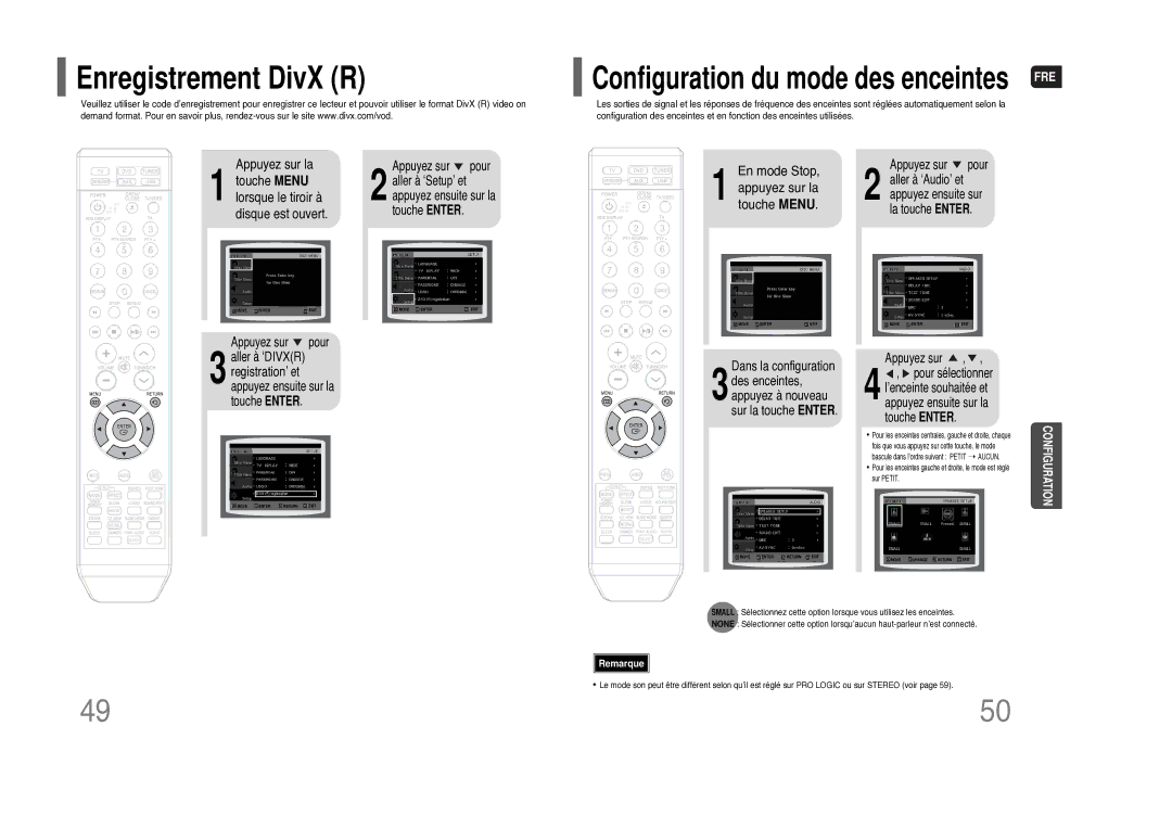 Samsung HT-THQ25R/ELS manual Enregistrement DivX R 