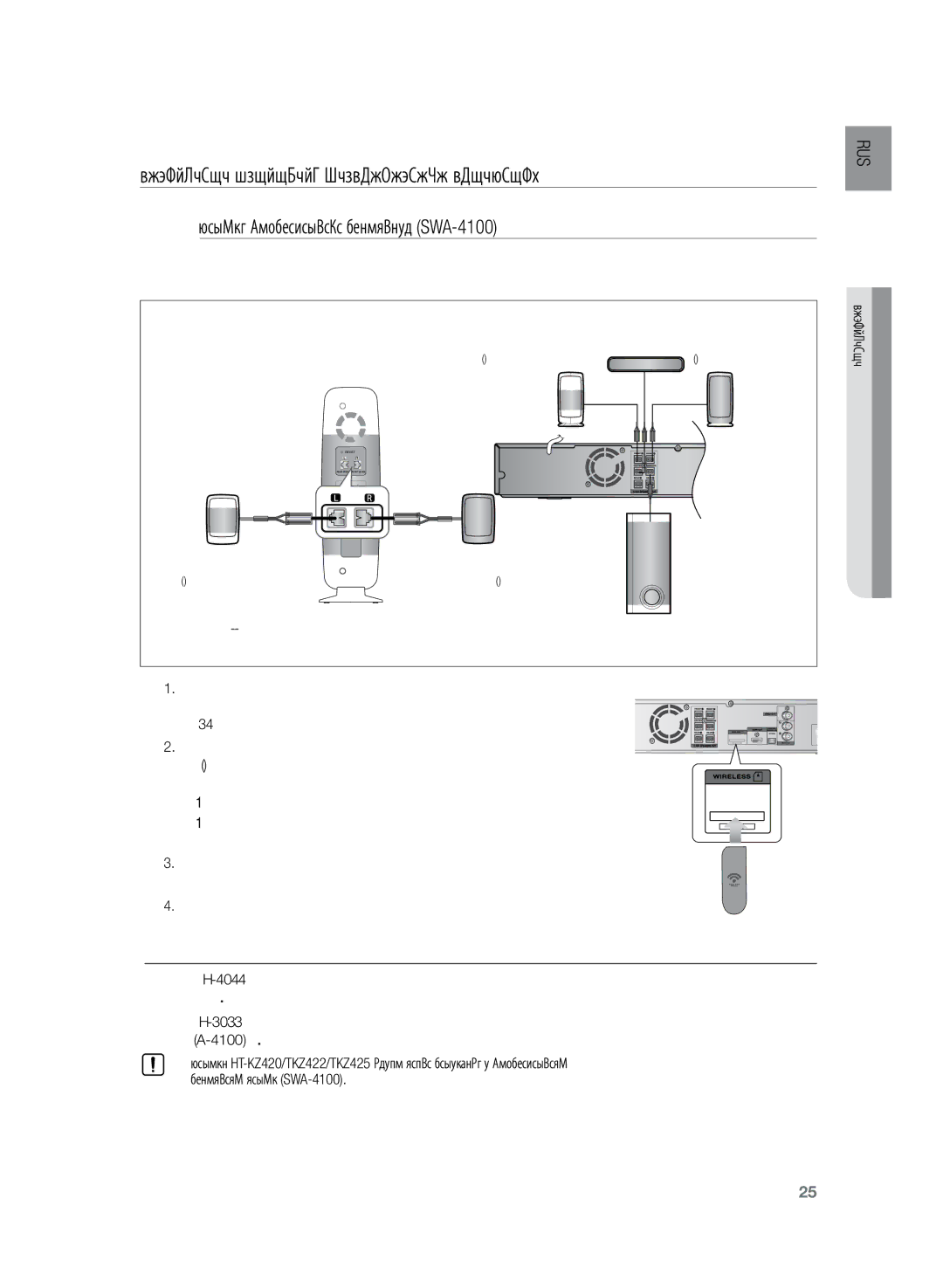 Samsung HT-TKZ425R/XER, HT-TKZ325R/XER manual Модуль беспроводного приемника SWA-4100, Модулю 