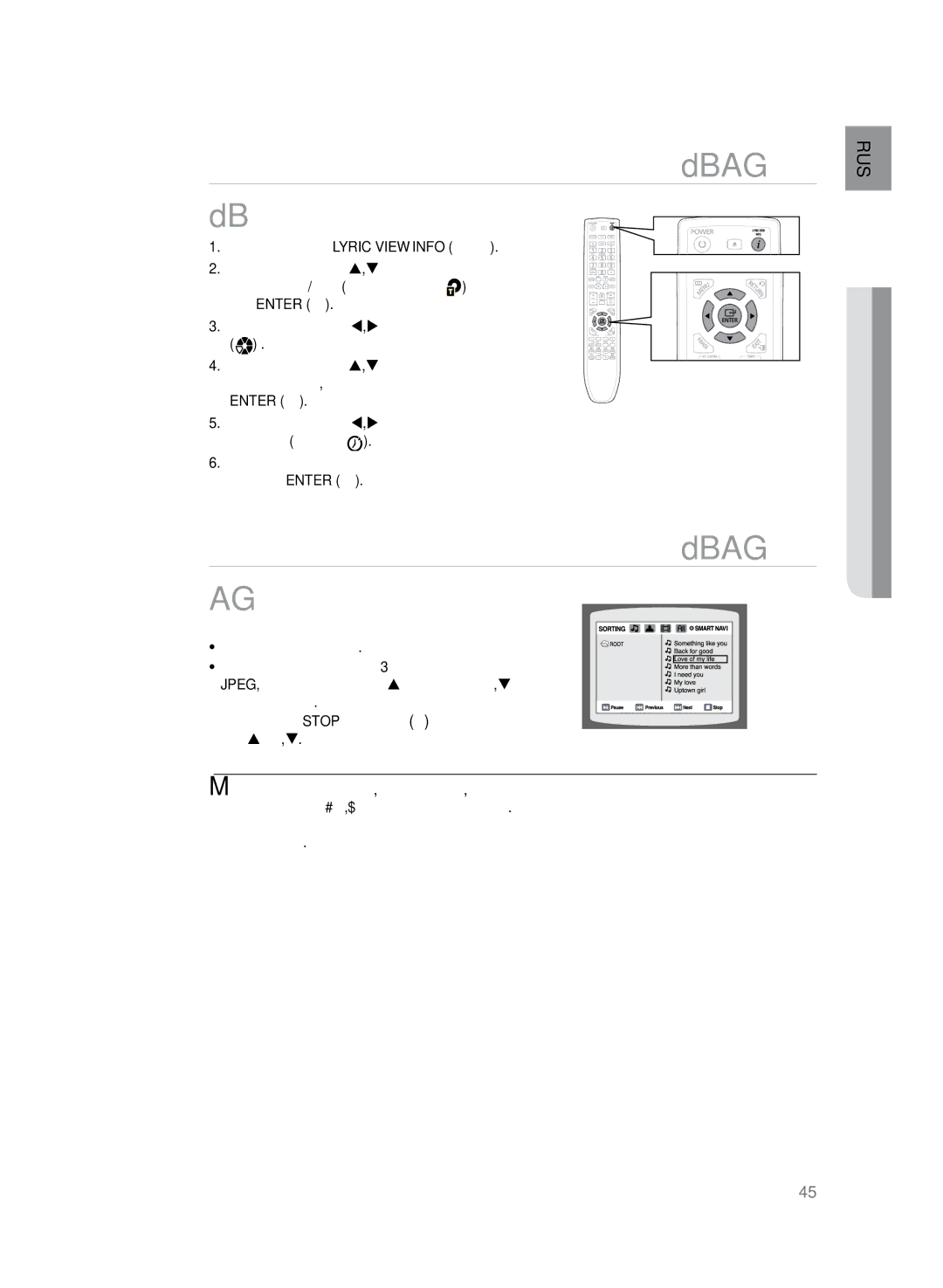 Samsung HT-TKZ425R/XER, HT-TKZ325R/XER manual Прямой переход к эпизоду или дорожке диска dBAG 