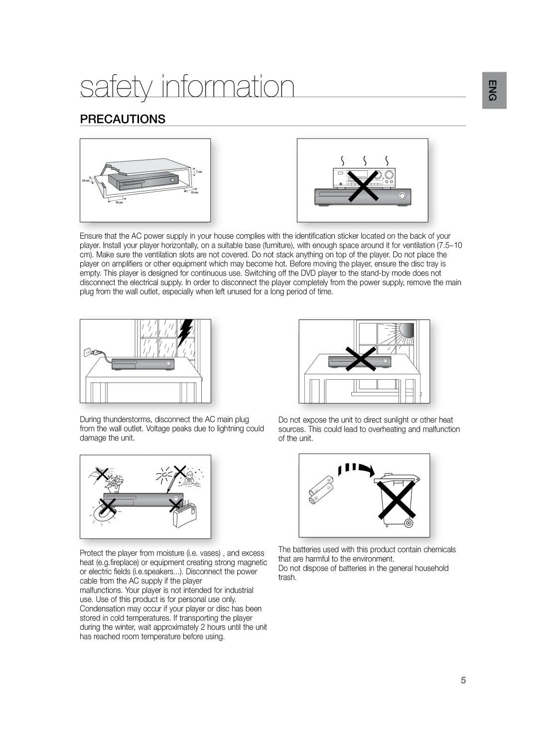 Samsung HT-TKZ425R/XER, HT-TKZ325R/XER manual Precautions 