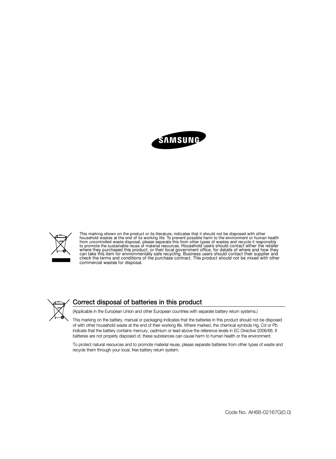 Samsung HT-TKZ425R/XER, HT-TKZ325R/XER manual Code No. AH68-02167G0.0 