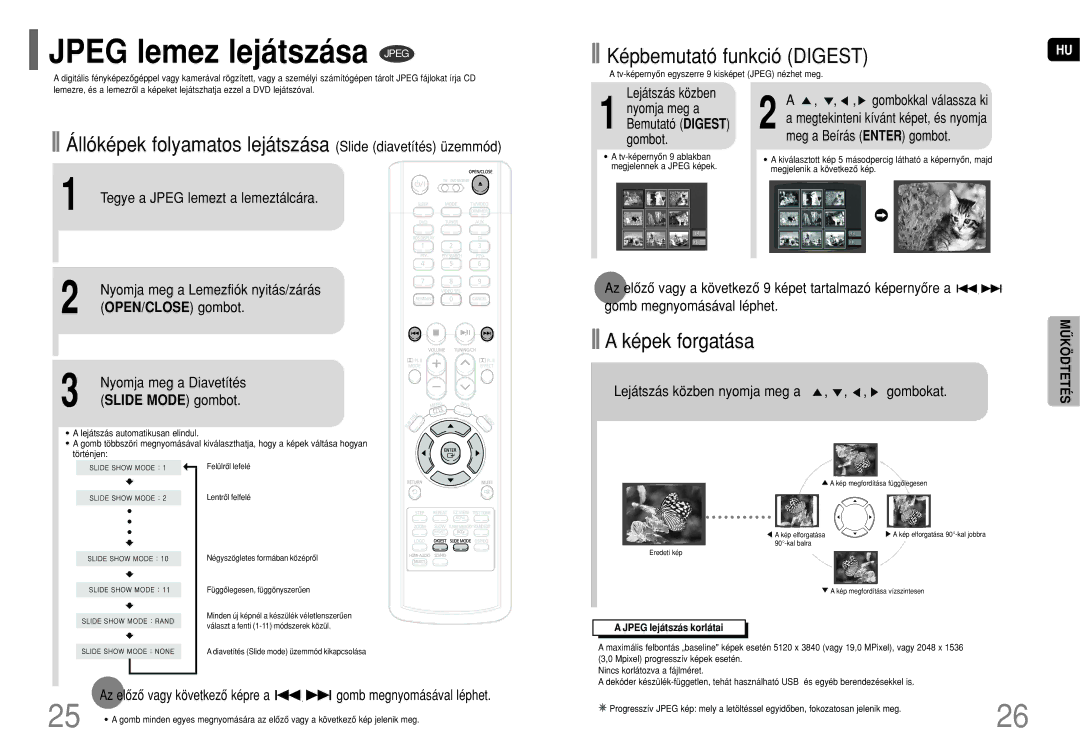 Samsung HT-P70NR/ELS, HT-TP75R/ELS, HT-P70R/ELS, HT-TP75R/EDC manual Jpeg lemez lejátszása Jpeg 