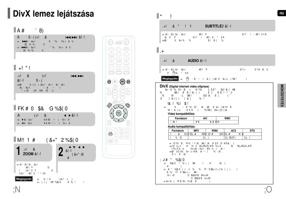 Samsung HT-TP75R/EDC, HT-TP75R/ELS, HT-P70R/ELS, HT-P70NR/ELS manual DivX lemez lejátszása 