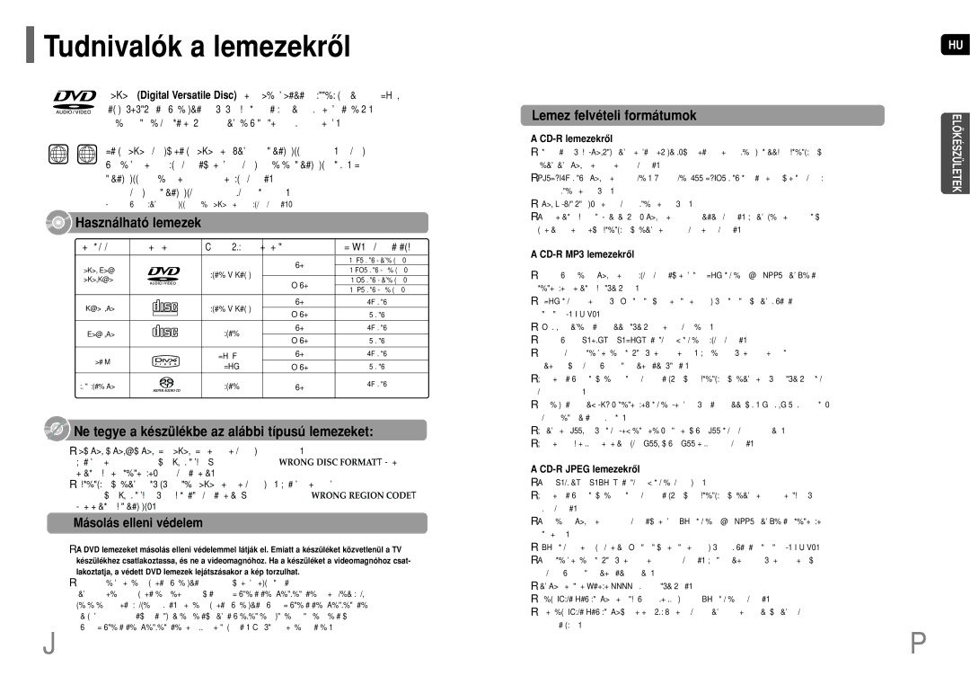 Samsung HT-TP75R/ELS manual Tudnivalók a lemezekrôl, Használható lemezek, Ne tegye a készülékbe az alábbi típusú lemezeket 