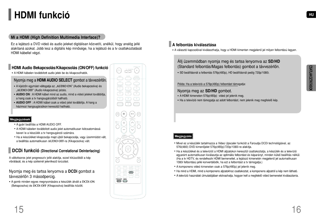 Samsung HT-P70R/ELS, HT-TP75R/ELS Hdmi funkció, Mi a Hdmi High Definition Multimedia Interface?, Felbontás kiválasztása 