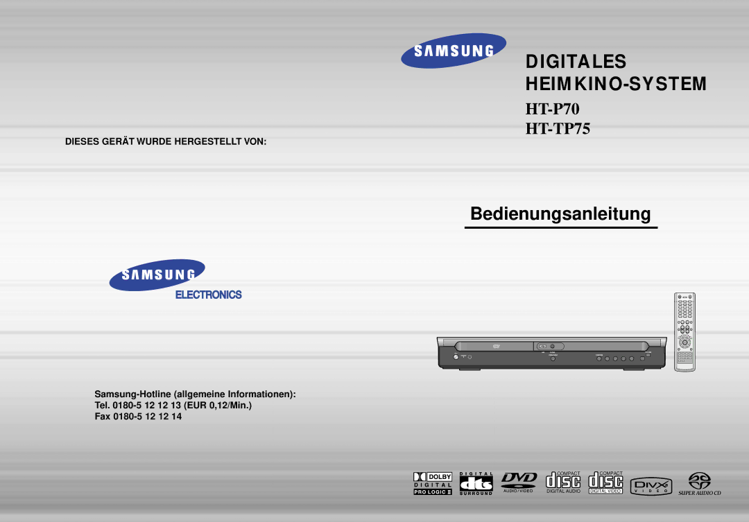 Samsung HT-P70R/ELS, HT-TP75R/ELS manual Digitales HEIMKINO-SYSTEM 