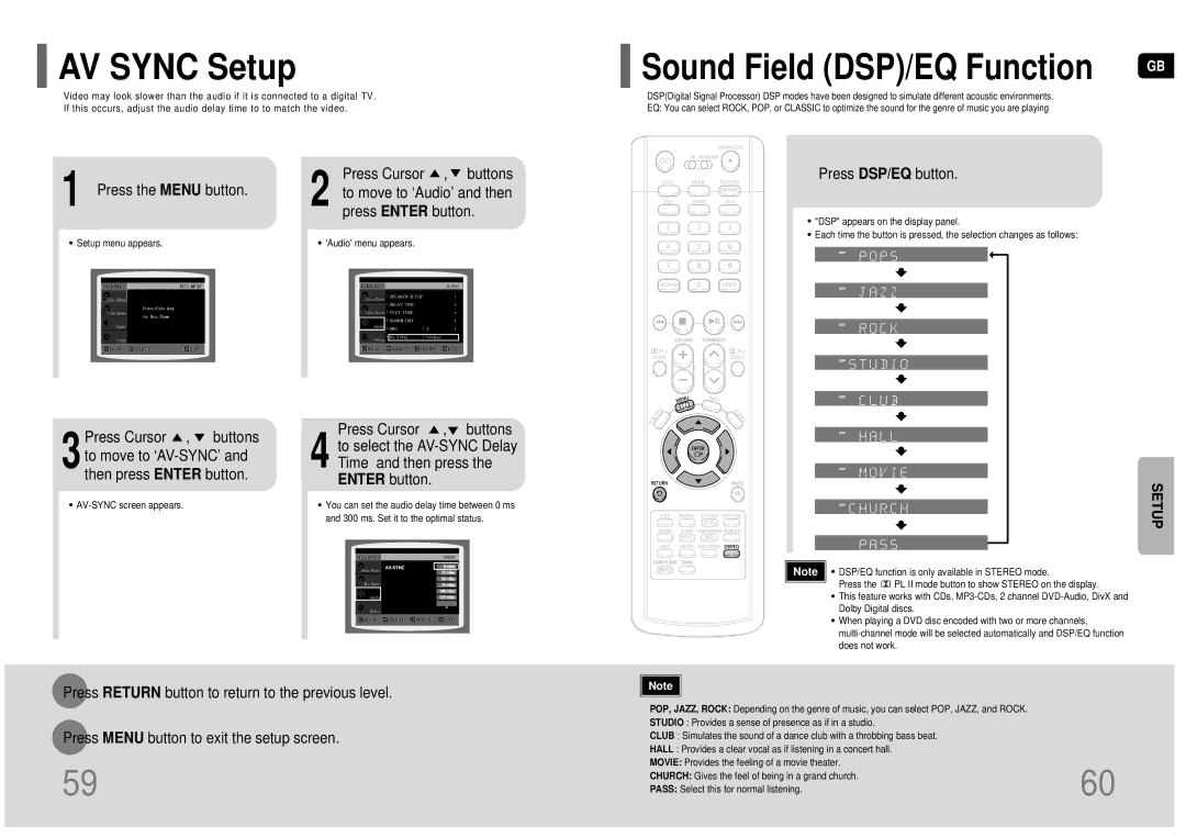 Samsung HT-TP75T/FMC, HT-TP75T/HAO, HT-TP75T/UMG, HT-P70T/XSG, HT-TP75T/XSG manual Press the Menu button, Press DSP/EQ button 