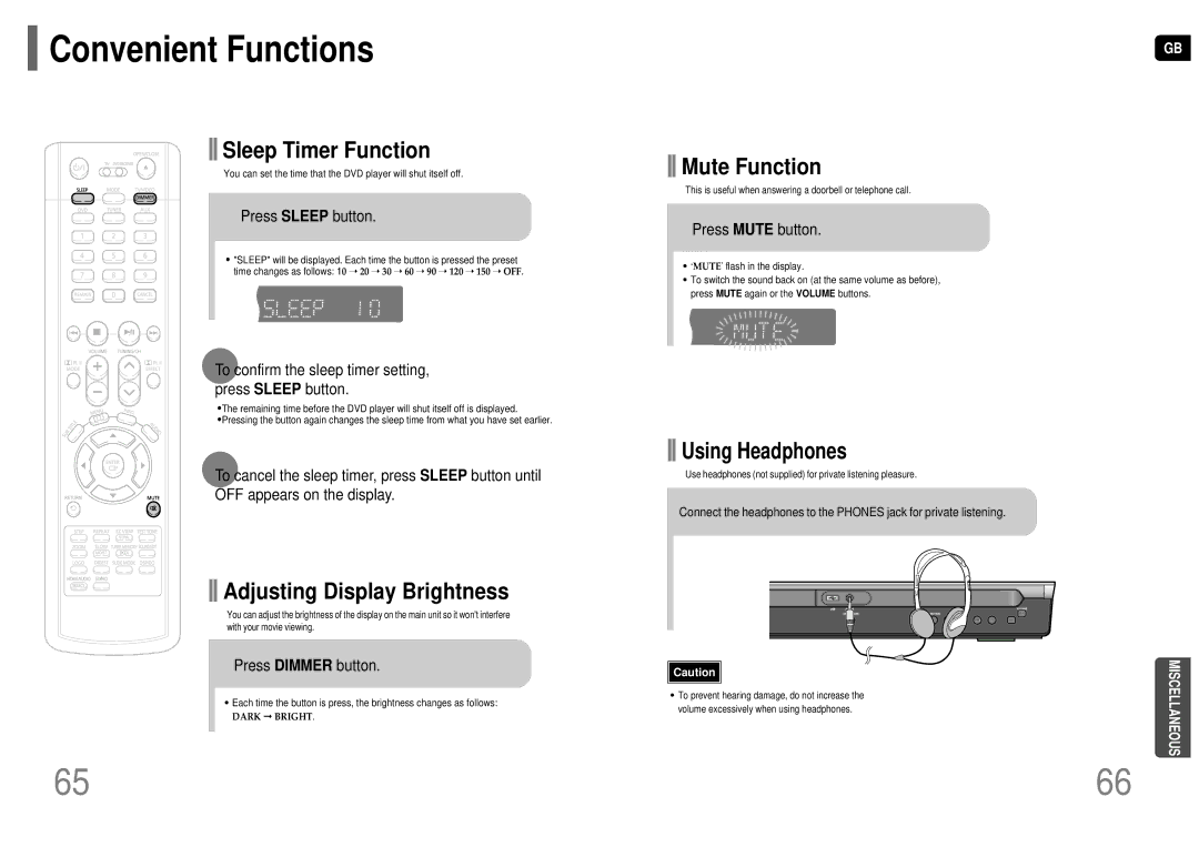 Samsung HT-TP75T/XSG Convenient Functions, Press Sleep button, To confirm the sleep timer setting, press Sleep button 