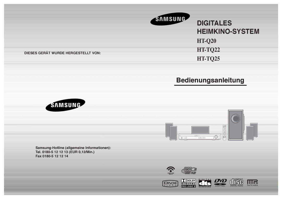 Samsung HT-Q20R/ELS, HT-TQ22R/ELS manual Bedienungsanleitung 